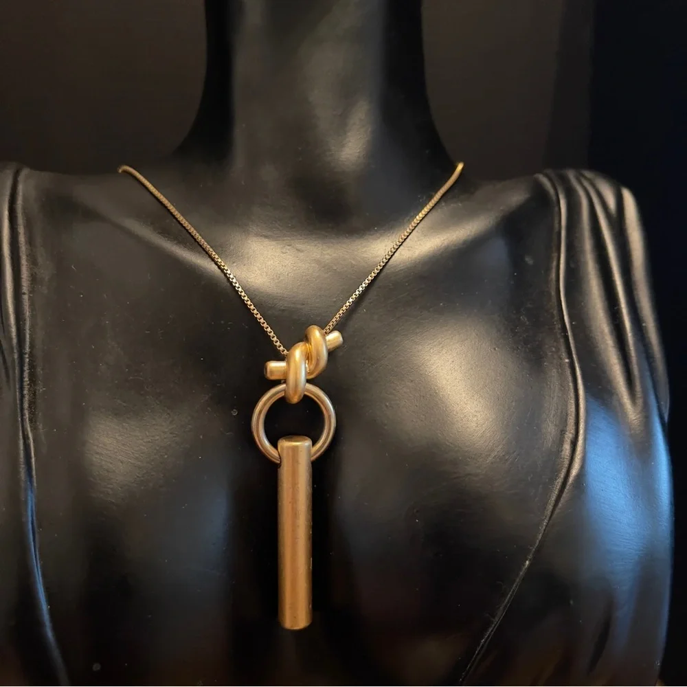Madewell gold tone chunky statement necklace 30 inches long - Picture 1 of 5